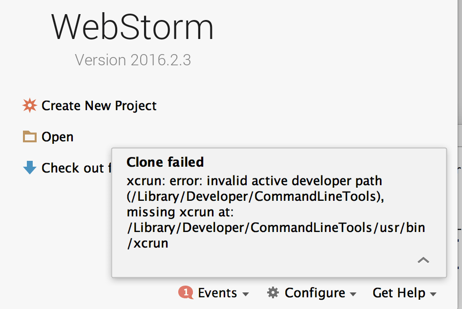 xcrun: error: invalid active developer path